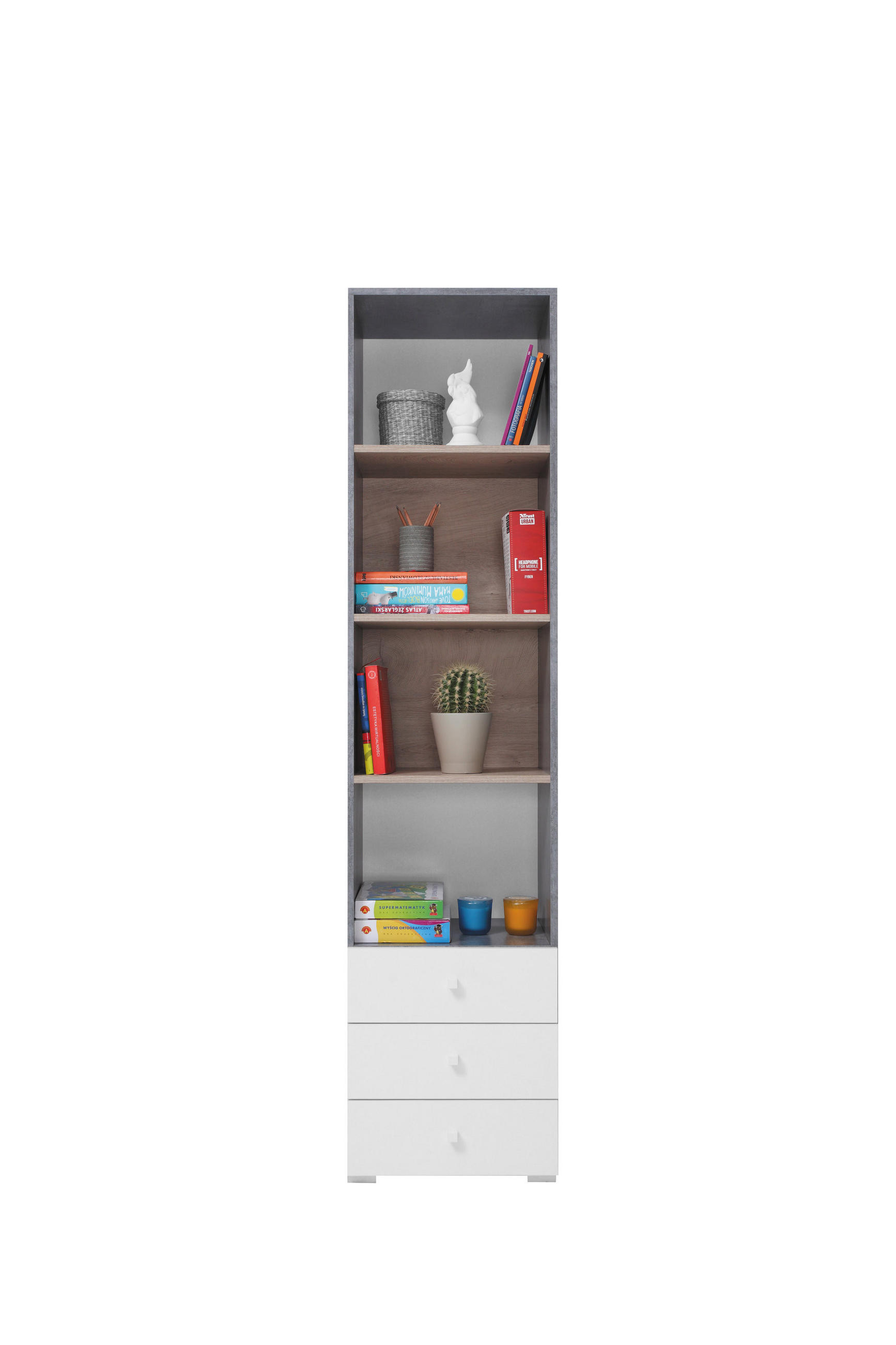 BÜCHERREGAL GALIA 45x40x190 cm, Regal Taupe - Weiß, Holzwerkstoff (45/190/40cm) - MASSENO