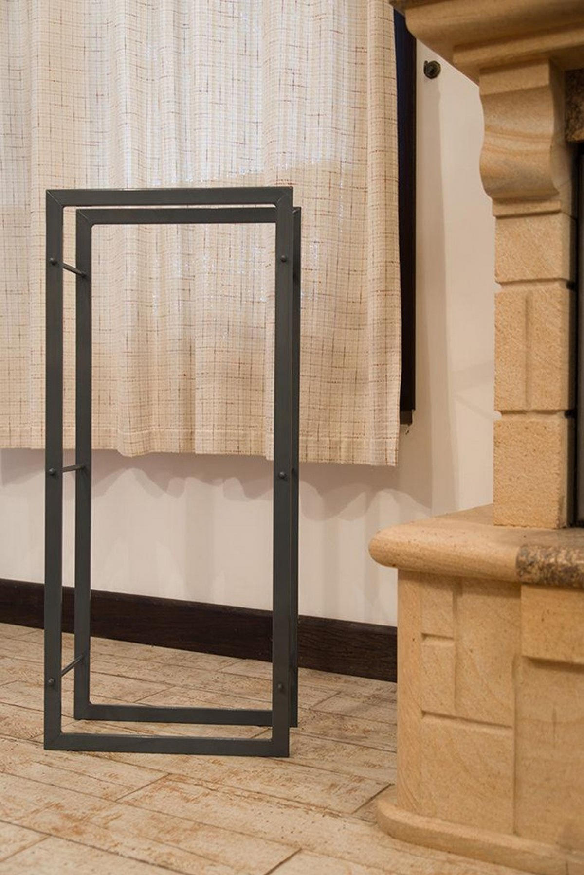 KAMINHOLZREGAL Kaminholzständer 100cm Grau Holzkorb Kaminholzhalter Regal - Grau, Metall (44/100/20cm) - DanDiBo