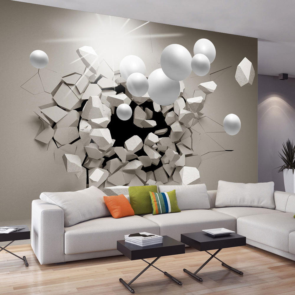 SELBSTKLEBENDE FOTOTAPETE 343/245 cm - Beige/Weiß, Kunststoff/Textil (343/1cm) - KUNSTLOFT
