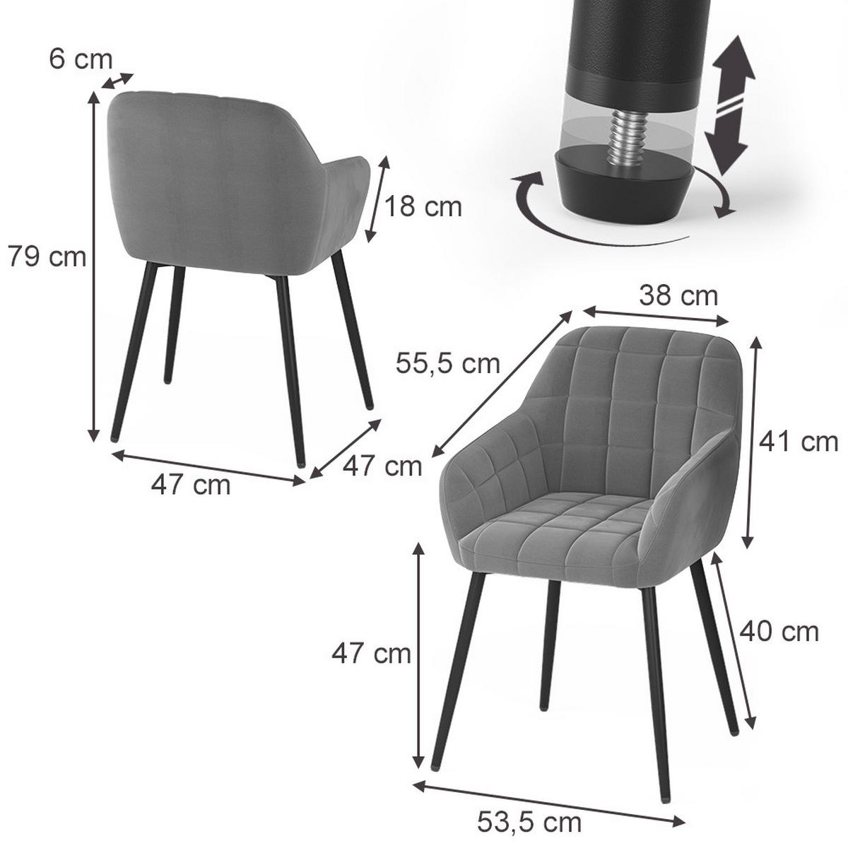 ESSZIMMERSTUHL Relio Grau 53.5 x 55.5 cm 2er-Set - Grau, Textil (53.5/79/55.5cm) - Vicco
