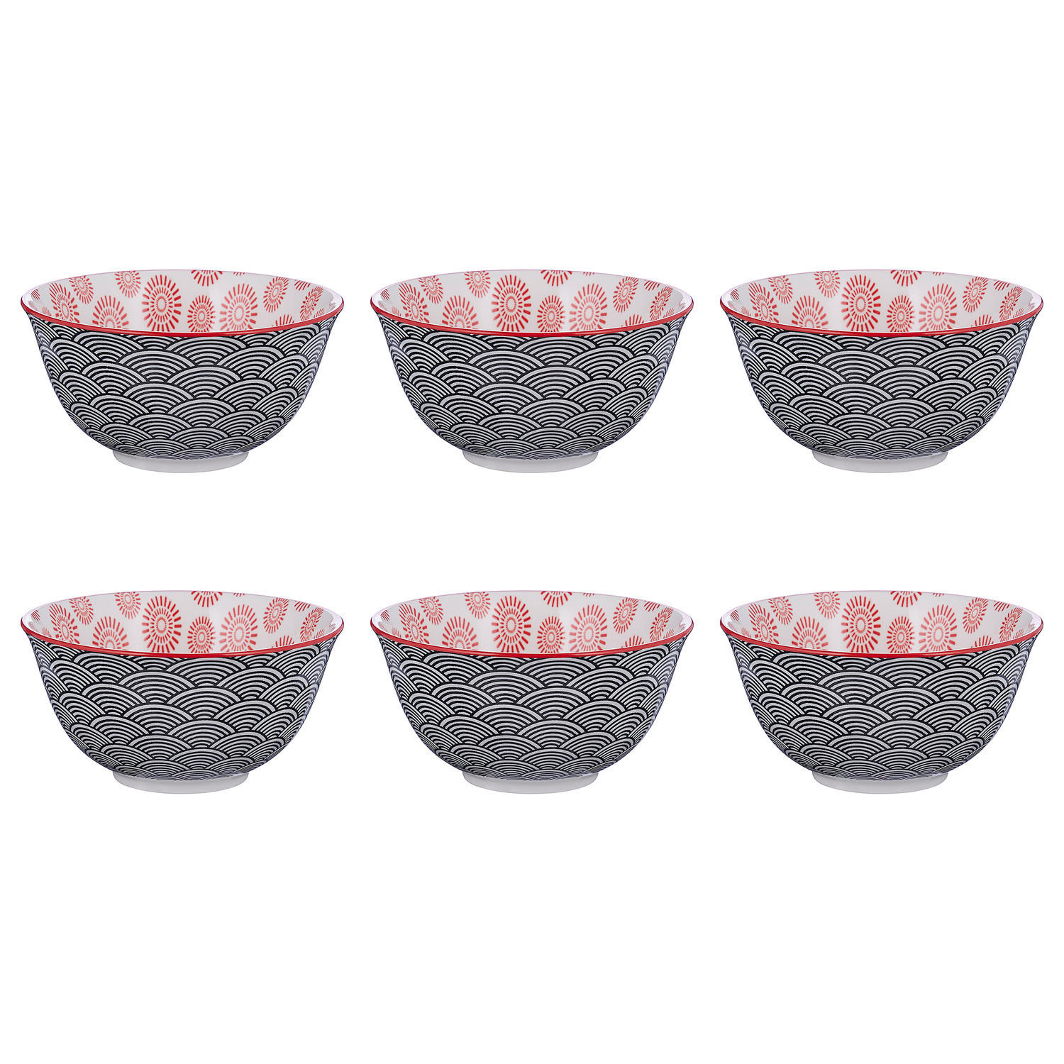 Butlers Schalen Schwarz, Rot 14x7x14 cm