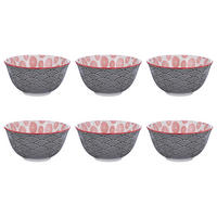 SCHALEN 6er-Set Ornaments 520 ml - Rot/Schwarz, Keramik (14/14/7cm) - Butlers