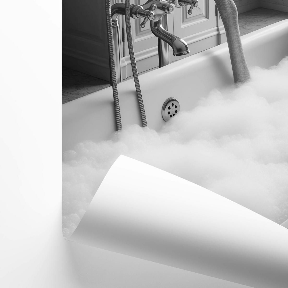 POSTER für Badezimmer WC Rehe HIRSCH in Badewanne Zeitung Abstraktion 20x30cm - Schwarz/Weiß, Papier (20/30/1cm) - Muralo