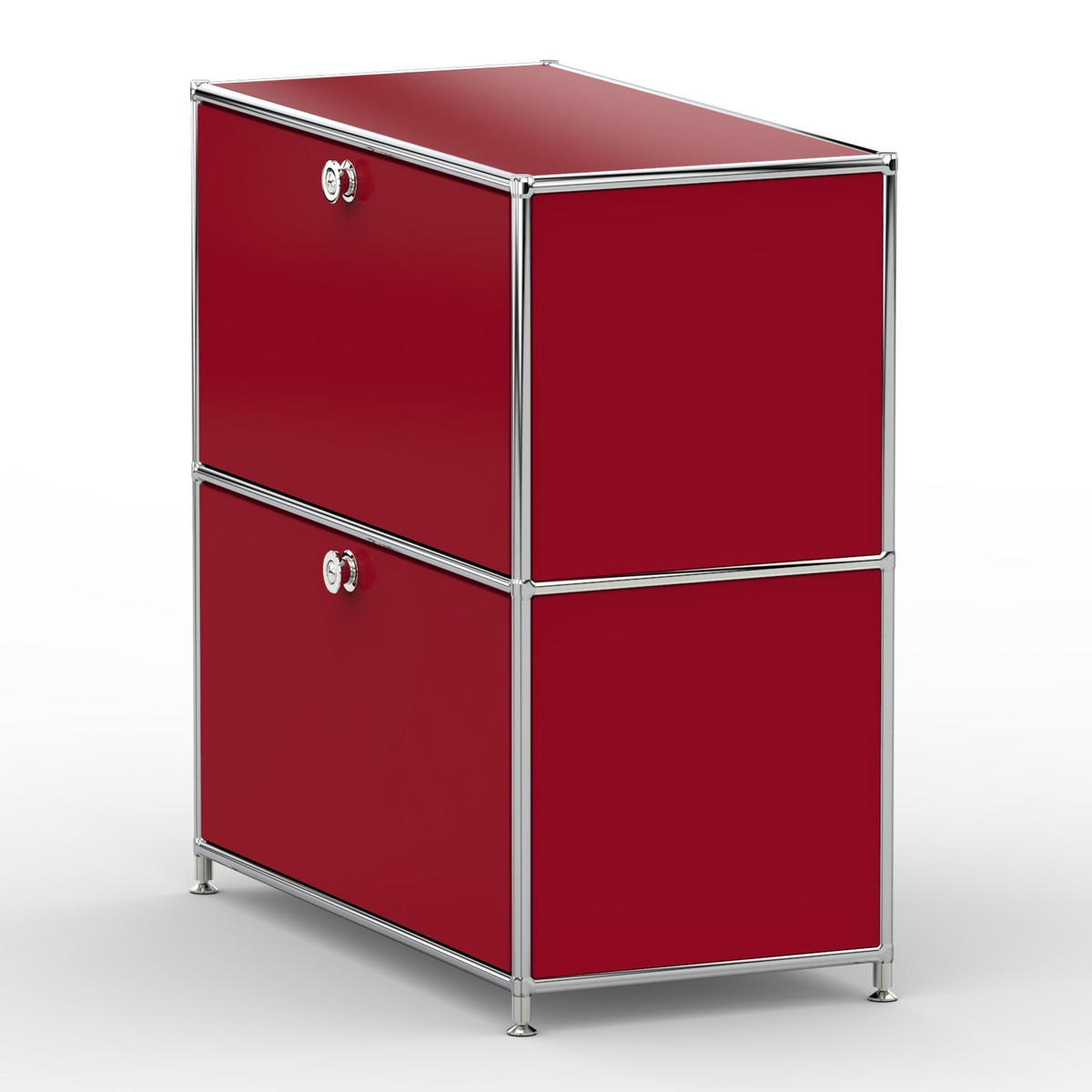 AKTENSCHRANK, 2 Klappen & Schloss, Breite 77 cm, Rubinrot - Chromfarben/Silberfarben, Metall (40/80.5/77.2cm) - Versee