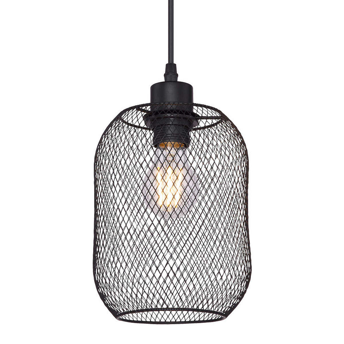 HÄNGELEUCHTE Metall Schwarz matt - Schwarz, Metall (15/15/120cm)