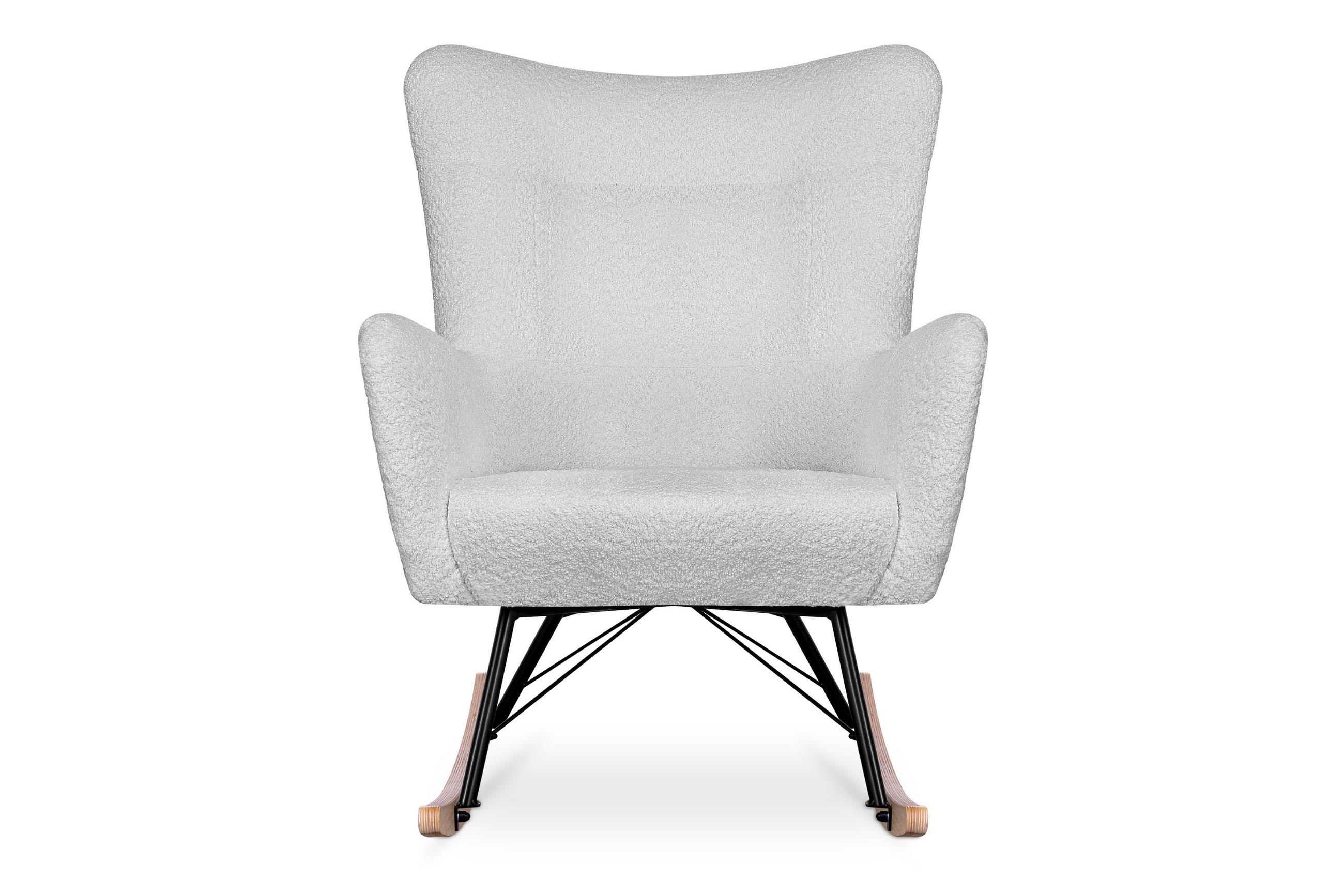 SCHAUKELSESSEL ADDUCTI breiter Sitz für mehr Komfort, Hellgrau - Eichefarben/Hellgrau, Holz/Textil (75/94/112cm) - KONSIMO®