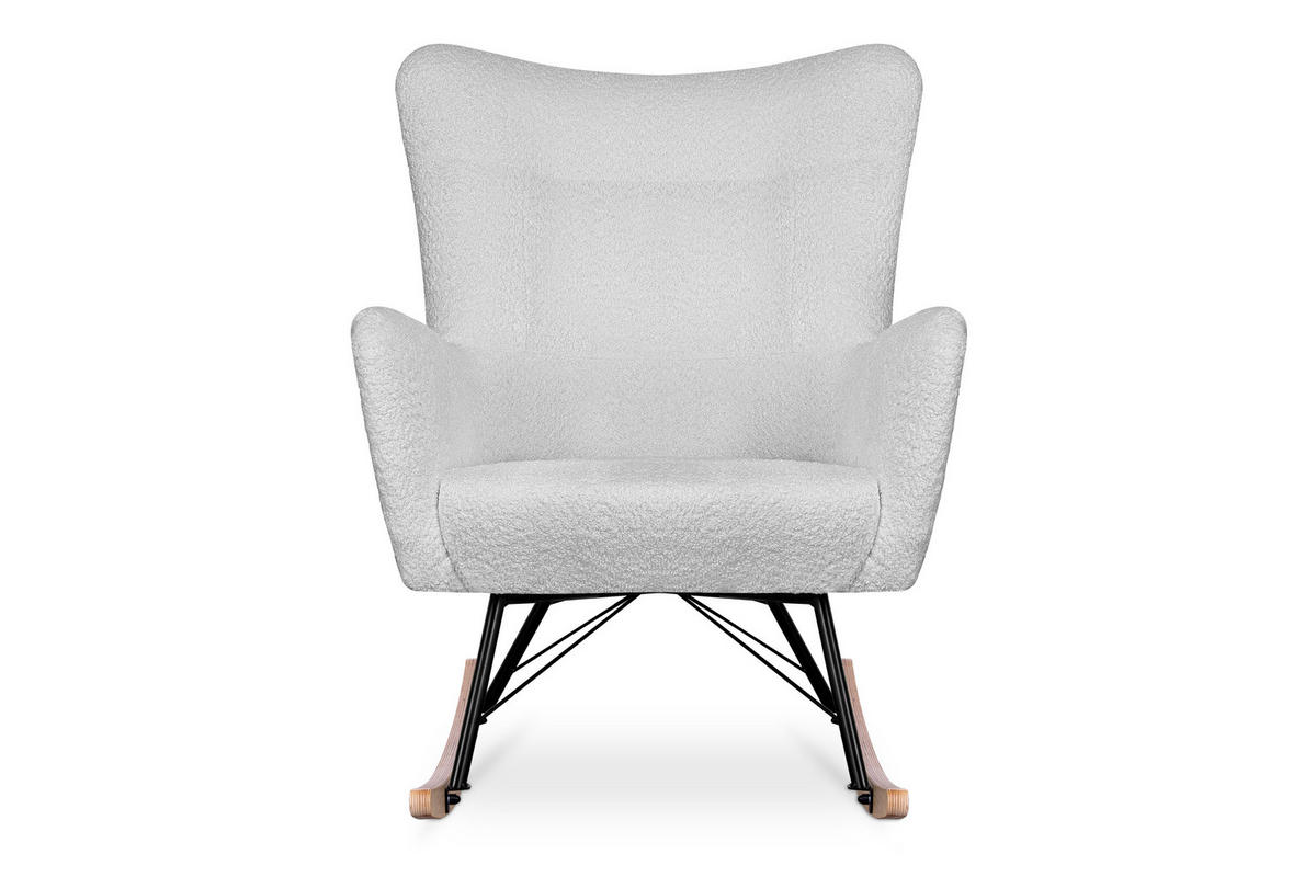 SCHAUKELSESSEL ADDUCTI breiter Sitz für mehr Komfort, Hellgrau - Eichefarben/Hellgrau, Holz/Textil (75/94/112cm) - KONSIMO®