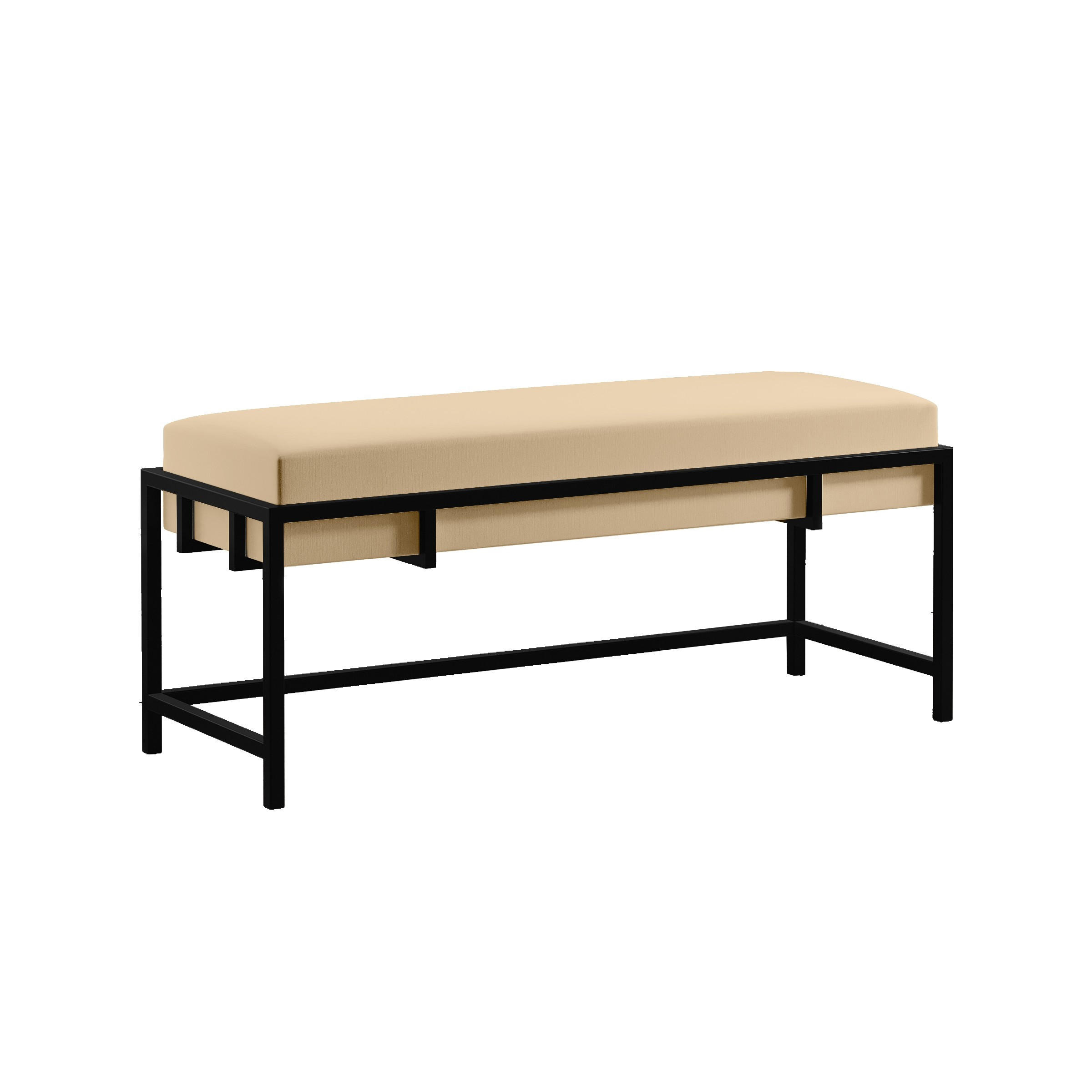 POLSTERBANK LAMO 100 Hellbeige, Schwarz Metallgestell - Creme/Schwarz, Textil/Metall (100/45/35cm) - Bettso