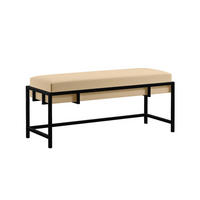 POLSTERBANK LAMO 100 Hellbeige, Schwarz Metallgestell - Creme/Schwarz, Textil/Metall (100/45/35cm) - Bettso