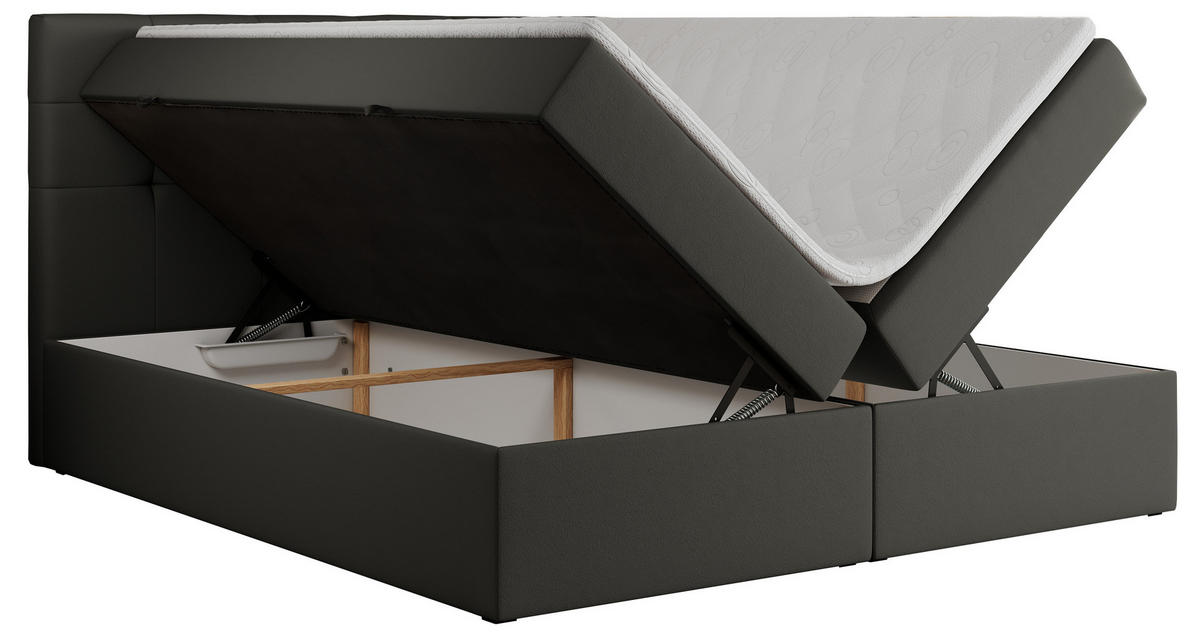 BOXBETT CENTO 160/200 Dunkelgrau Kunstleder - H4 - Dunkelgrau, Holz/Textil (160/200cm) - MKS
