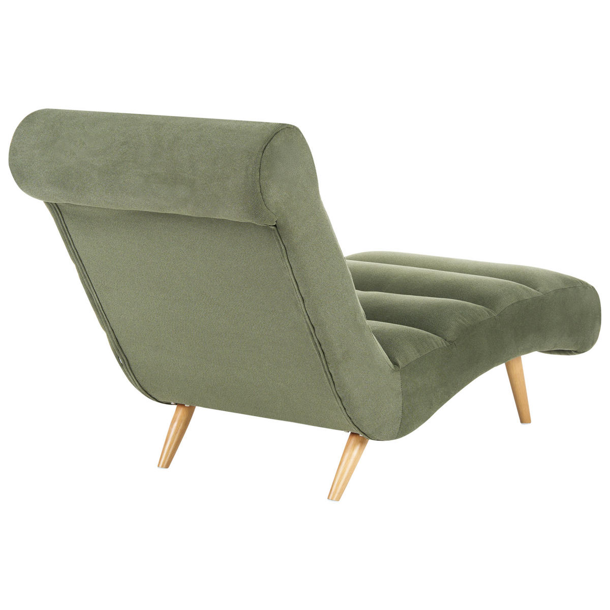 ČALOUNĚNÉ LEHÁTKO CHAISE LONGUE Látka Zelené Rives - zelená barva/hnědá, textil (78/97/160cm) - Beliani