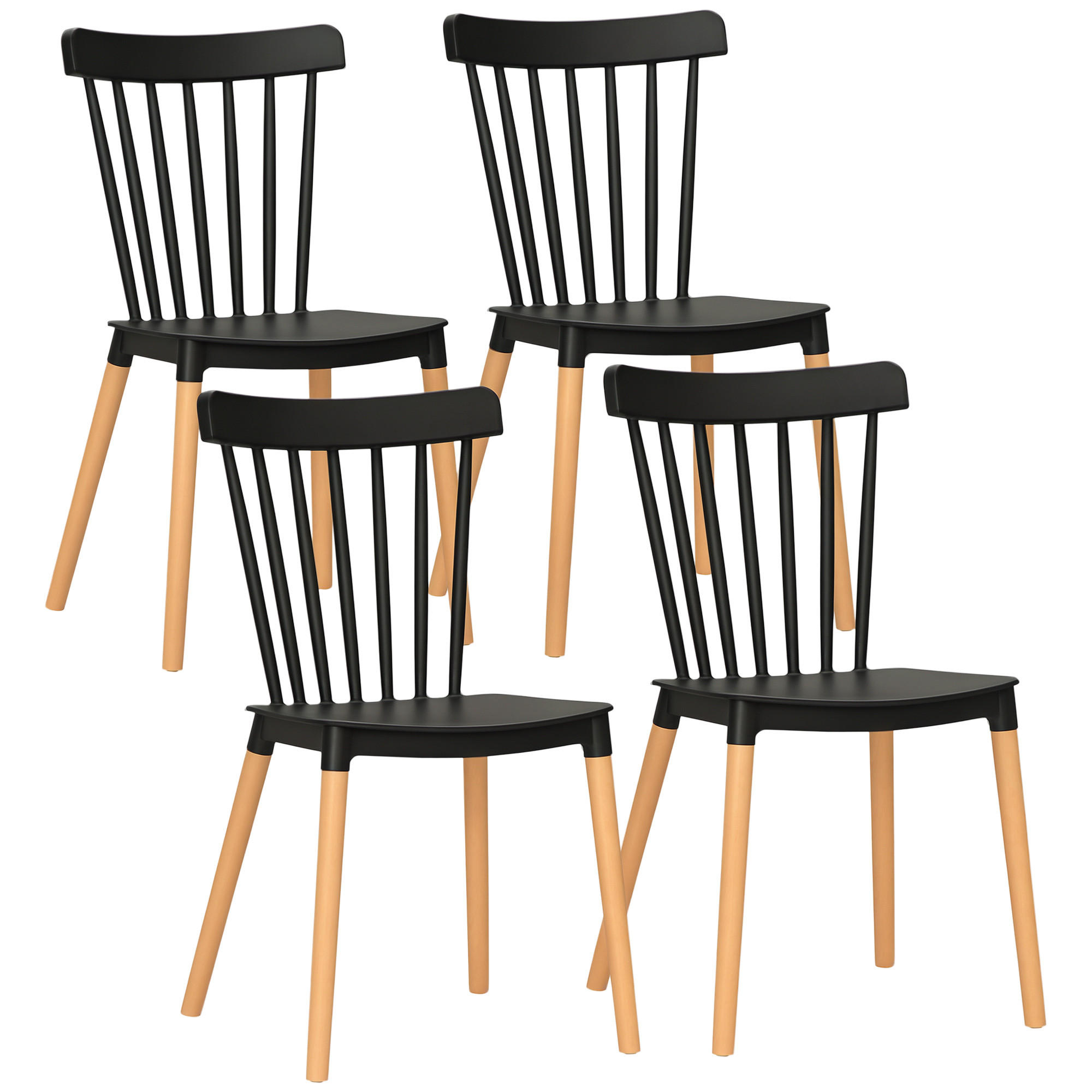 ESSZIMMERSTÜHLE 4er-Set DE-13237 Skandinavisch mit hoher Rückenlehne Schwarz - Schwarz, Kunststoff (52.5/83/48cm) - ComfortXL