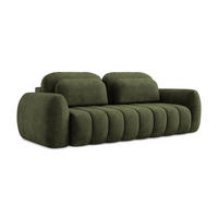 3-SITZER SOFA mit Schlaffunktion Chenille Stoff Grün - Schwarz/Olivgrün, Holzwerkstoff/Kunststoff (266/95/121cm) - LaMiaSofa
