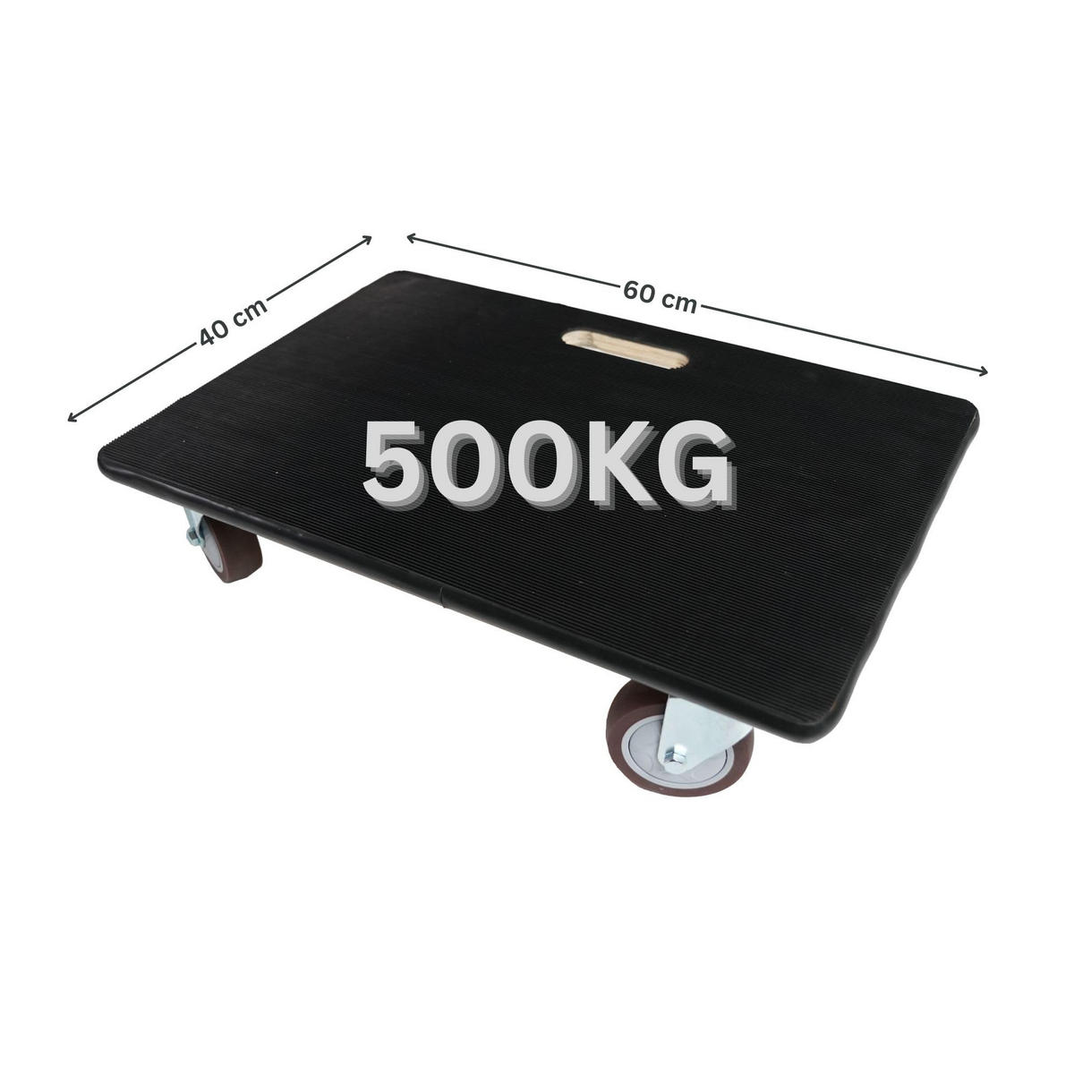 TRANSPORTROLLER 4er-Set mit 4 Rollen 15x40x60 cm Traglast 500kg Sperrholzplatte mit Gummibelag Schwarz - Schwarz, Holzwerkstoff (60/40/15cm) - PROREGAL