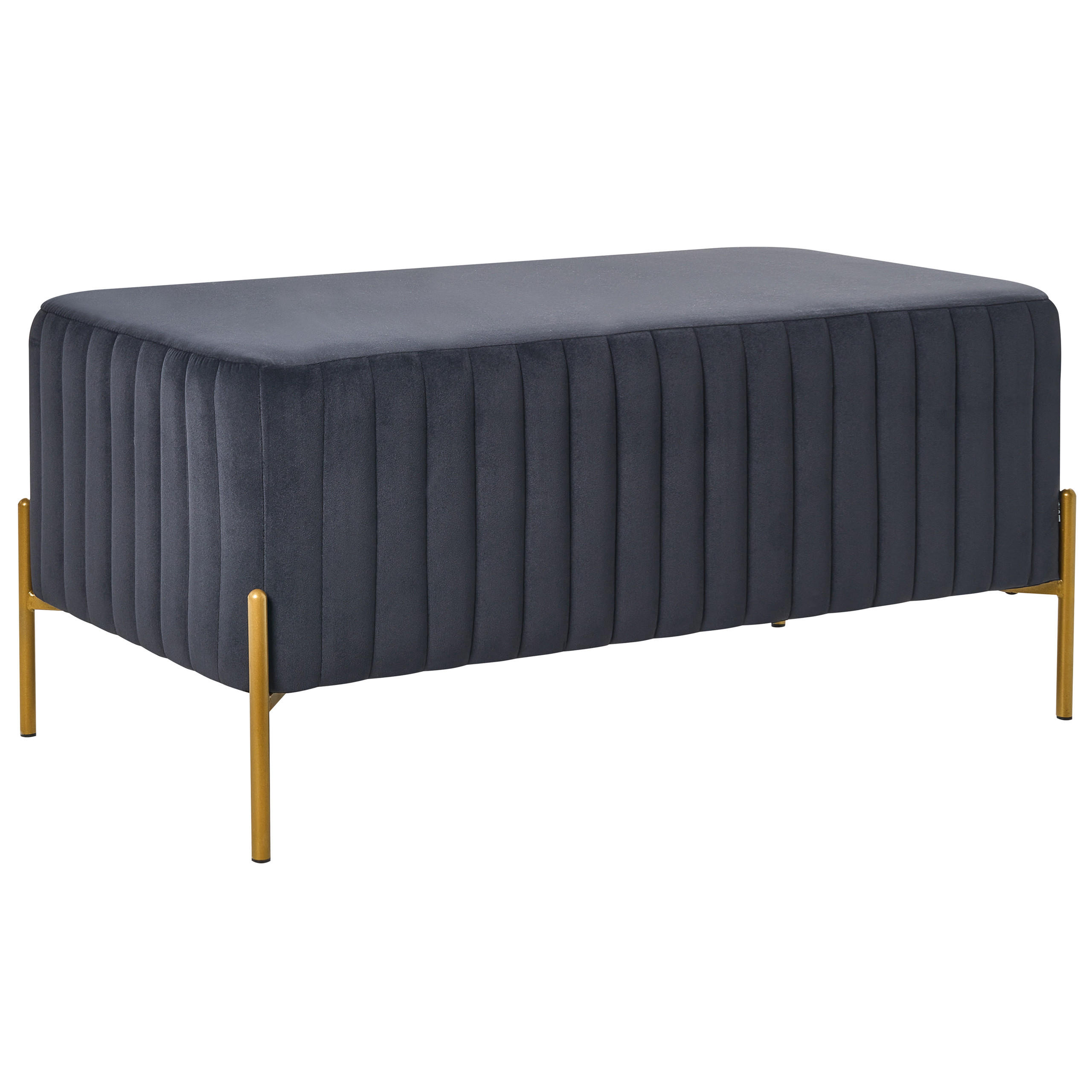 POLSTERBANK Samtstoff Schwarz Utah - Schwarz, Textil (91/43/47cm) - Beliani