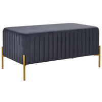 POLSTERBANK Samtstoff Schwarz Utah - Schwarz, Textil (91/43/47cm) - Beliani