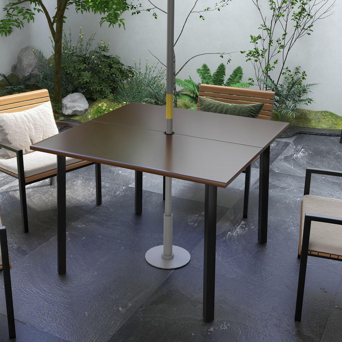 GARTENTISCH, Bistrotisch, Braun, Stahl - Braun, Metall (100/100/72cm) - Outsunny