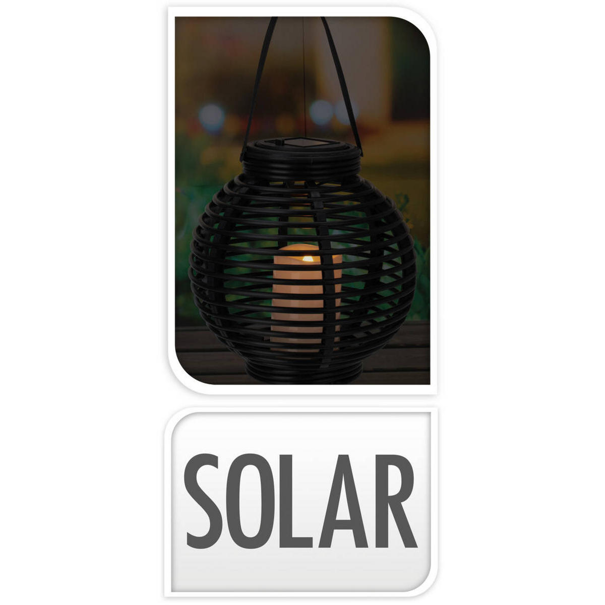 SOLARLATERNE Ø 21 cm - Schwarz, Kunststoff (20.5/20.5/21.3cm)
