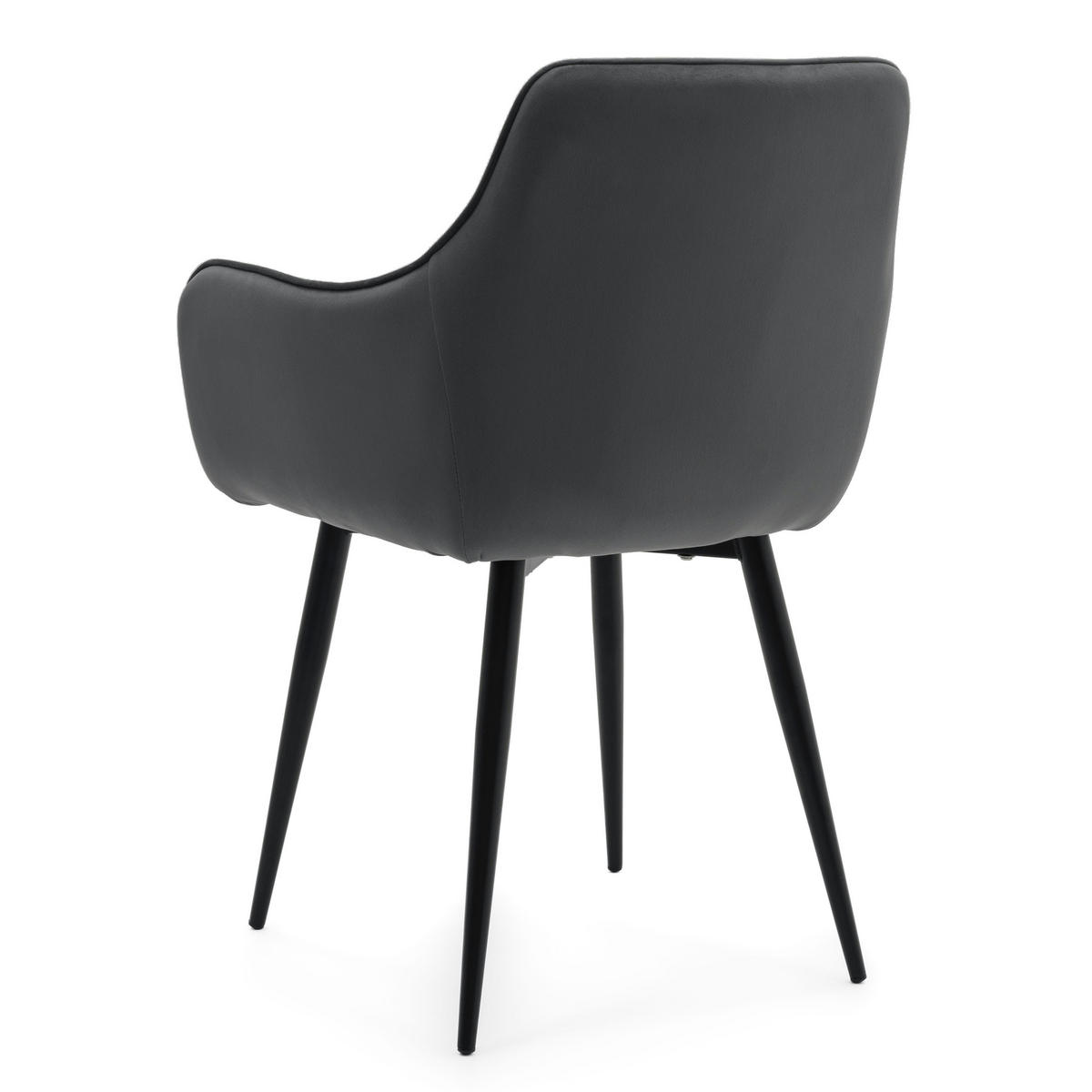 STUHL GALLO gespolstert mit Steppung - grau - Samt Velours - Schwarz/Grau, Textil/Metall (58/88/58cm) - NEW HOME