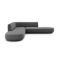 WENDBARES-ECKSOFA Miley aus Samt grau 5 Sitzplätze - Grau, Textil (248/248cm) - Micadoni