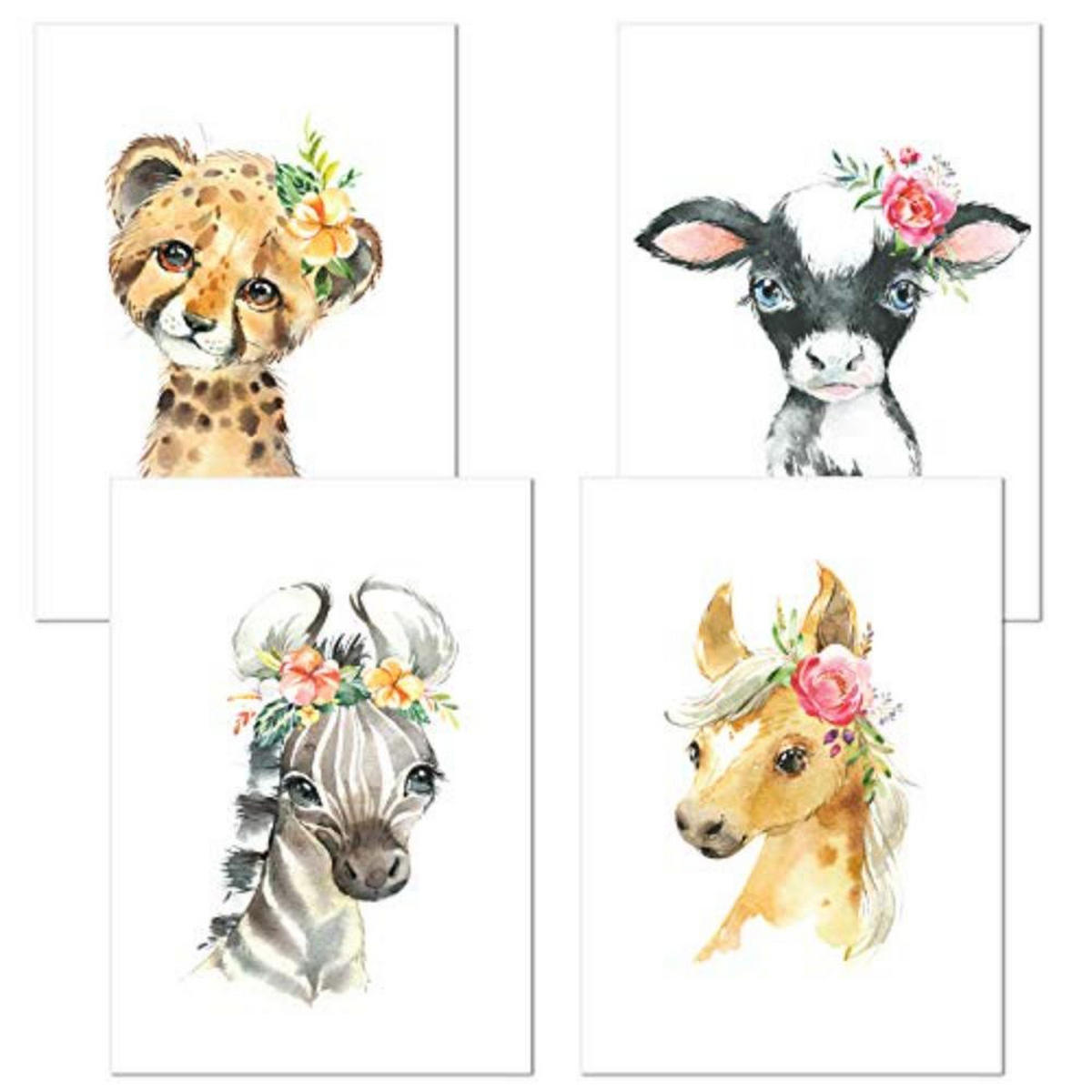 POSTER Set mit 4 Flameanimals A3 Rahmenlos - Klar, Papier (29.7/3cm) - Nacnic