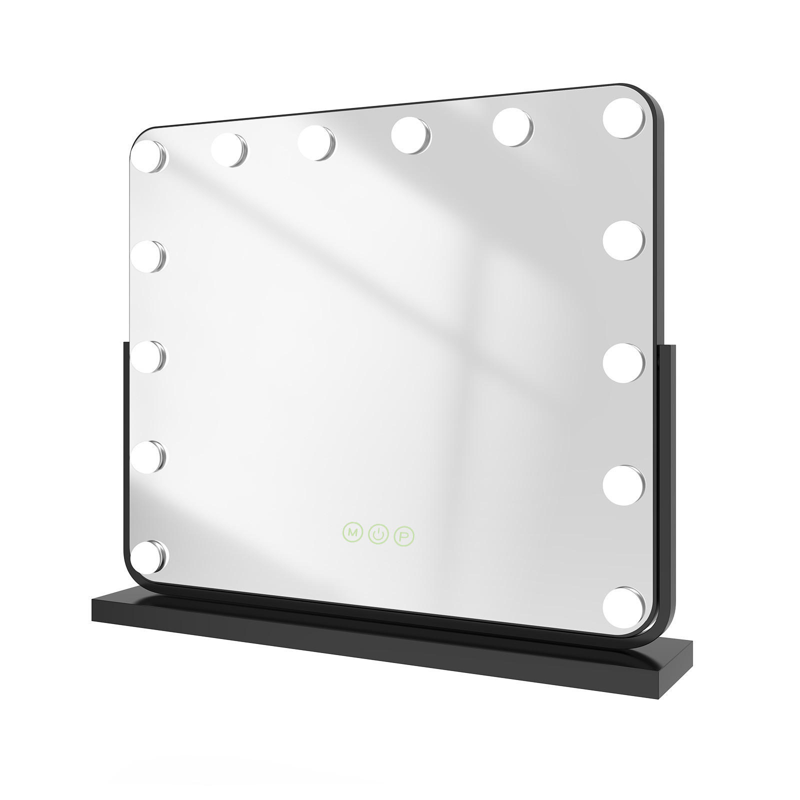 KOSMETIKSPIEGEL mit Beleuchtung, Schwarz, 60/52 cm - Schwarz, Glas (52/11.8/60cm) - EMKE