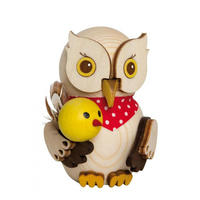 DEKOFIGUR Holzfigur Minieule mit Küken 7cm - Multicolor, Holz (5/7/5cm)