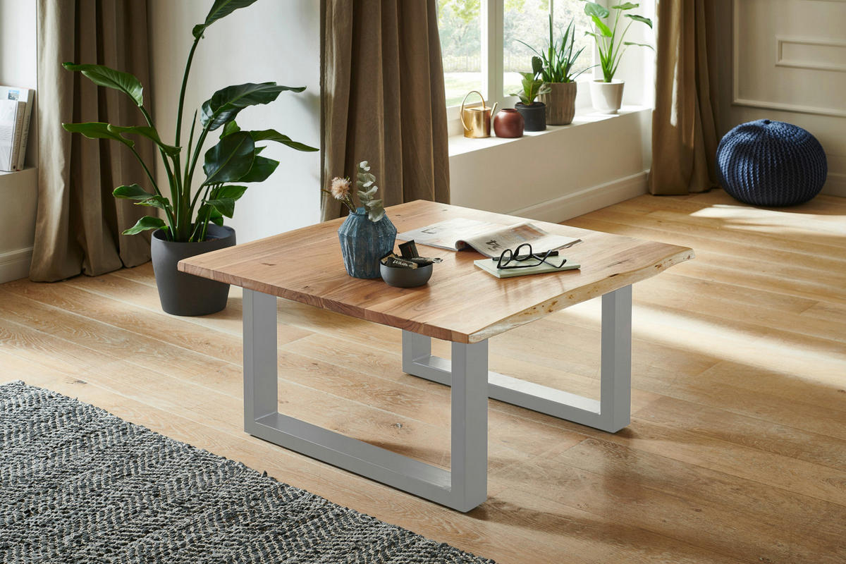 COUCHTISCH NOAH - Beige/Silberfarben, Holz/Metall (80/80/43cm) - SAM