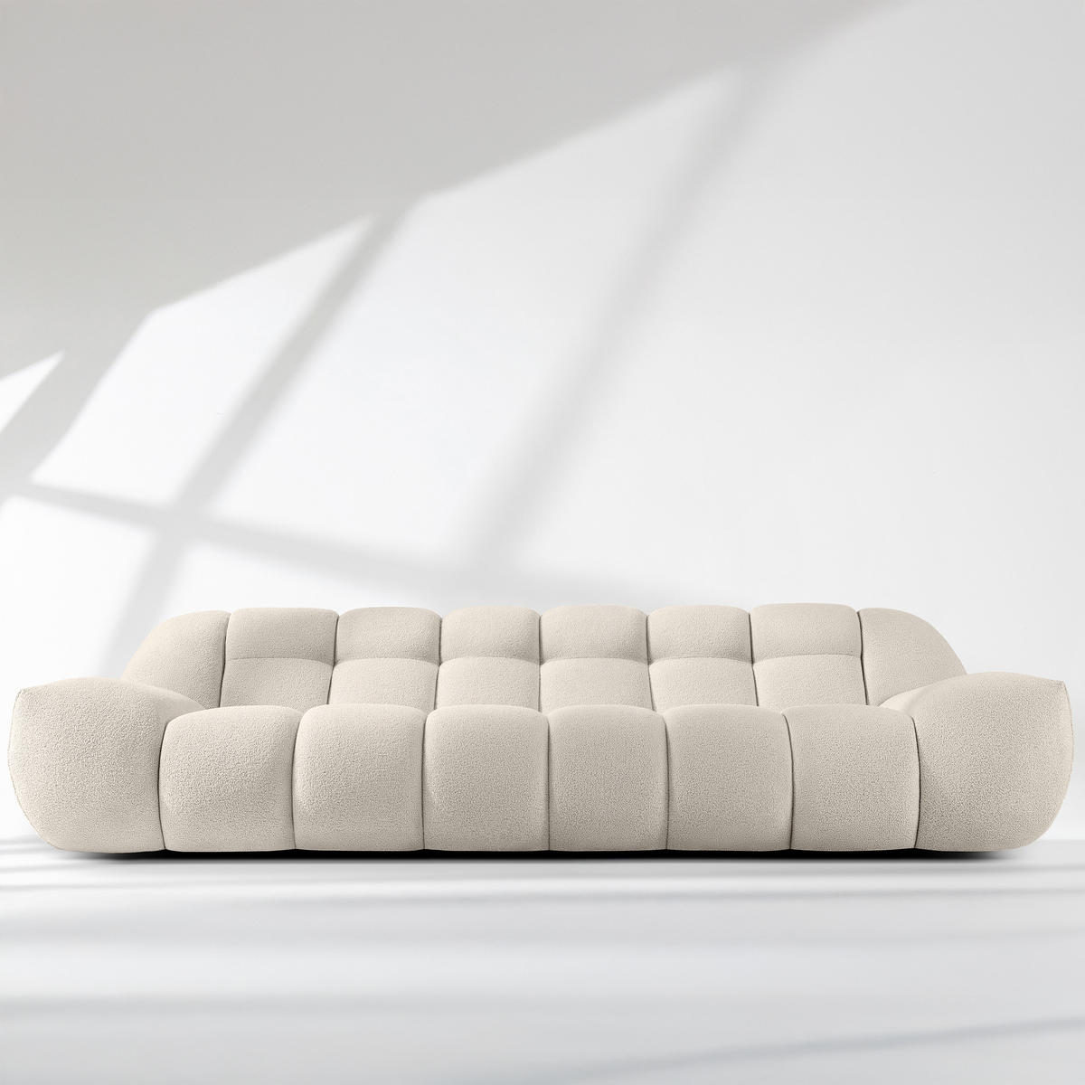 SITZGARNITUR VENA Bouclé, Weiß - Weiß, Holz/Textil (65/38/65cm) - KONSIMO®