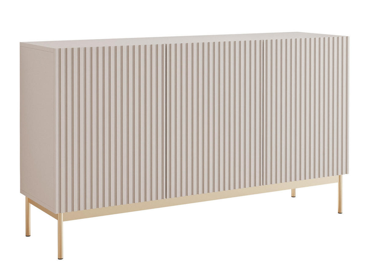 SIDEBOARD Linearis Kaschmirgrau 138 cm - Taupe/Goldfarben, Holzwerkstoff/Metall (138.1/78.2/35cm) - Selsey