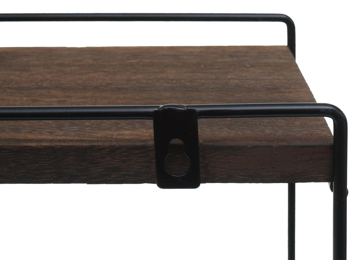 WANDREGAL 50x35x17cm Massiv-Holz Metall Industrial 2 Regalböden Dunkelbraun - Dunkelbraun, Metall (35/50/17cm) - BERLINLODGE