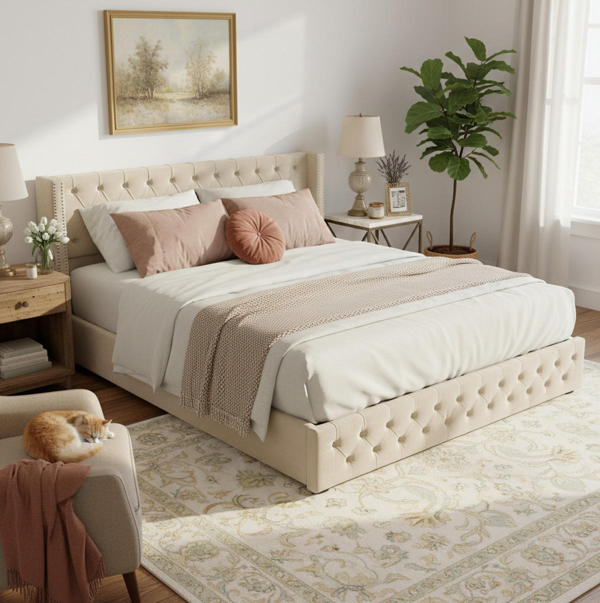POLSTERBETT aus Samt 160x200 cm Beige mit hydraulischem Bettkasten und Lattenrost - Beige, Textil (160/200cm) - IVMEU