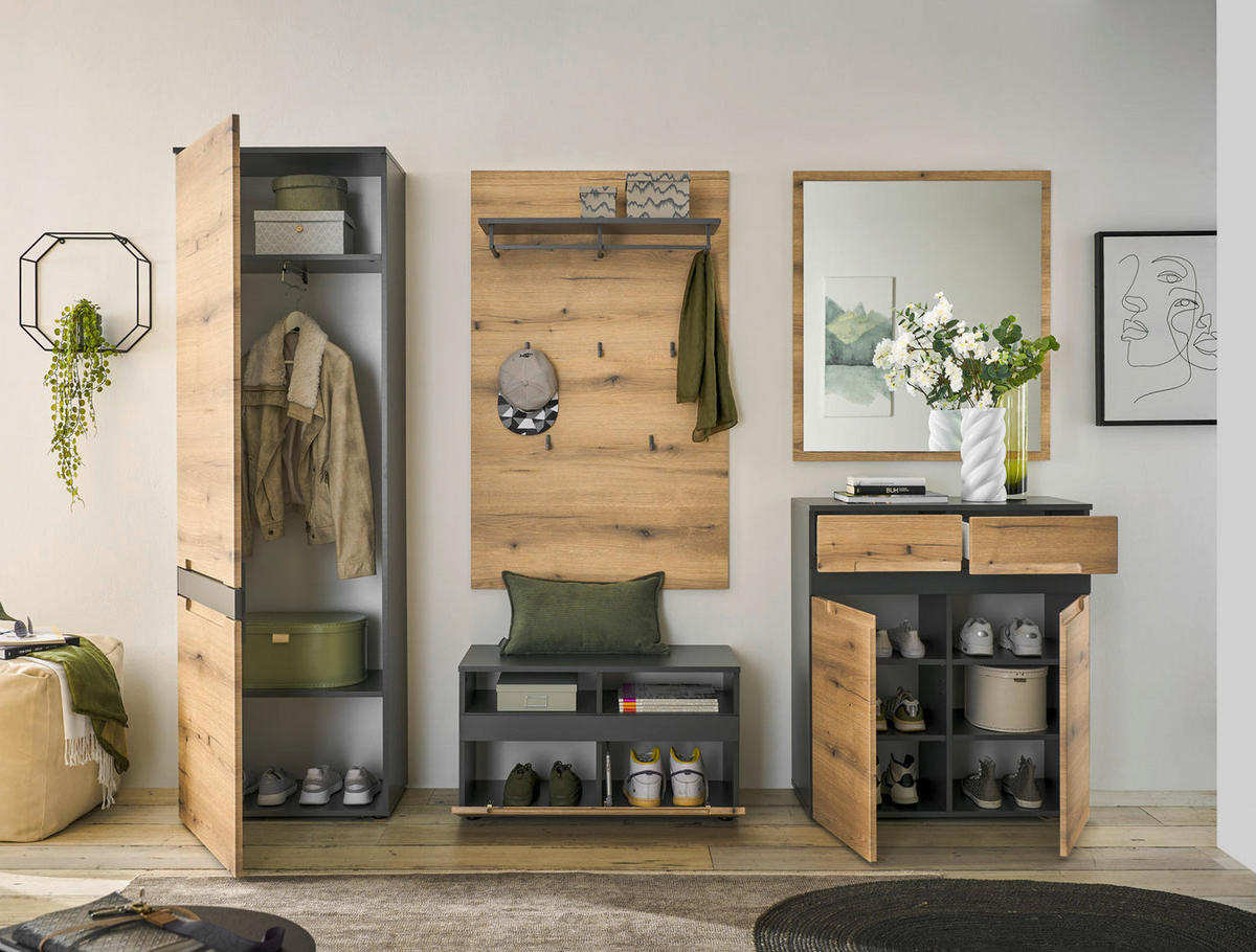 GARDEROBE 5-teilig in 250/198/38 cm - Braun, Holz (250/198/38cm) - moebel dich auf