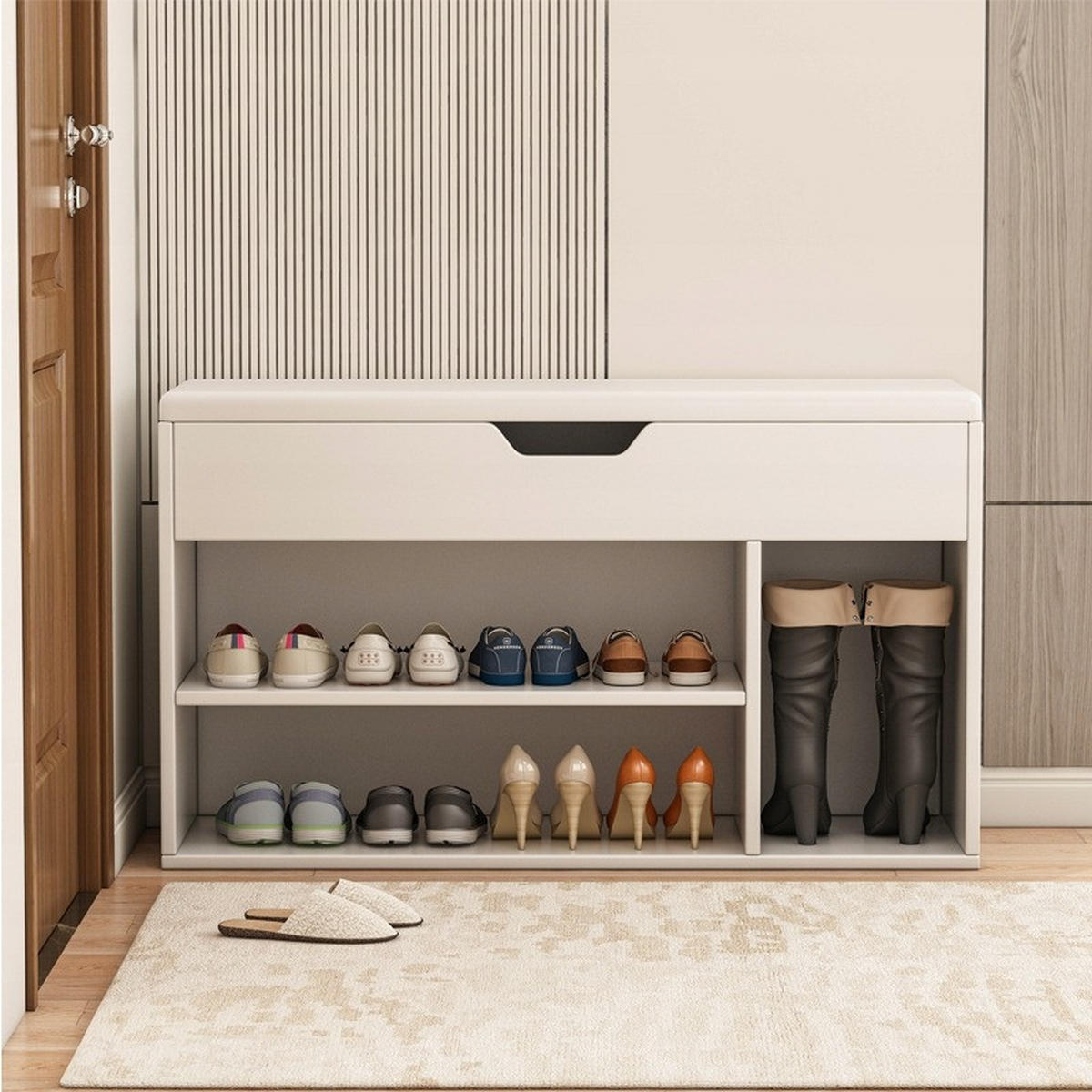 SCHUHSCHRANK, weiß 80/30/44 cm - Weiß, Holzwerkstoff (80/44/30cm)