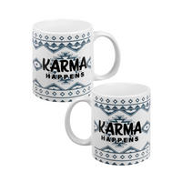 KAFFEEBECHER Karma happens Weiß 320 ml - Weiß, Keramik (0.32L) - United Labels