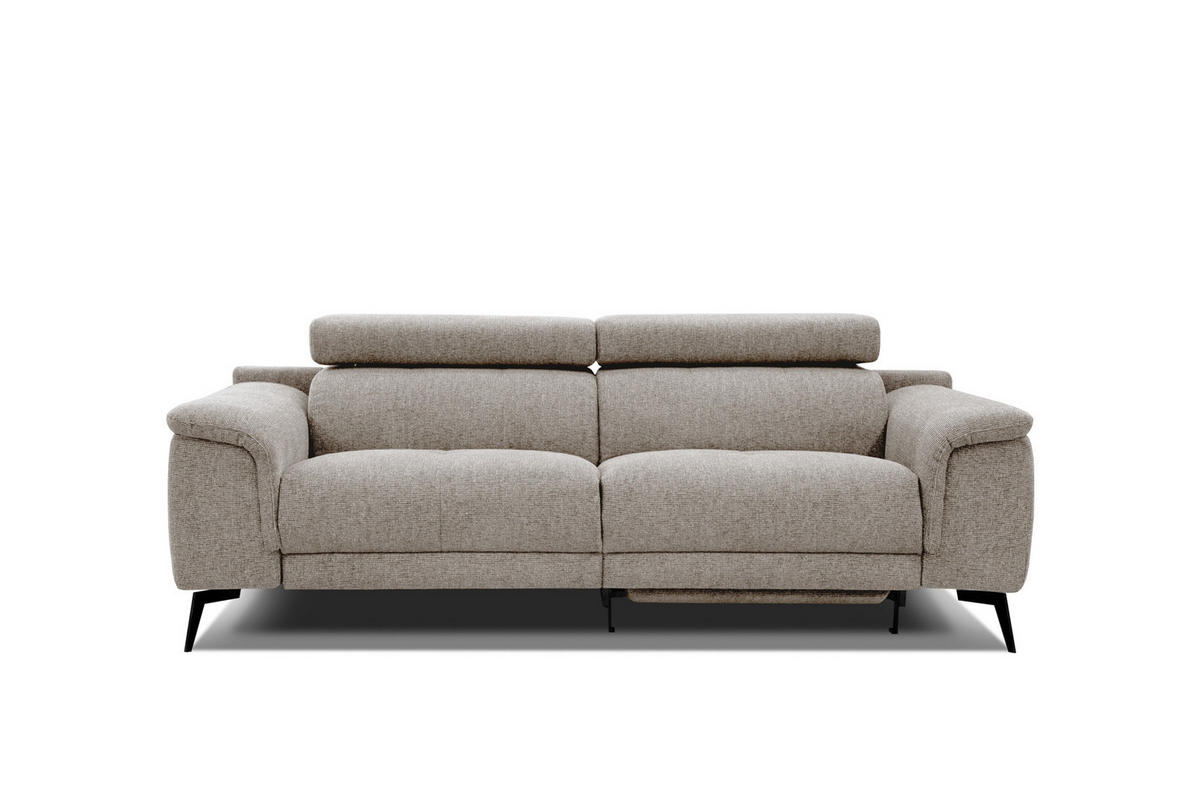 RELAXSOFA FIERO 3-Sitzer mit 1 Relaxfunktion, taupe - Taupe/Schwarz, Holzwerkstoff/Textil (212/82/103cm) - Courtois Laville