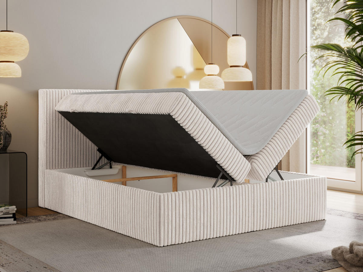 BOXBETT TILIANO 200/200 - Beige Cord - H3 - Beige, Textil (200/200cm) - MKS