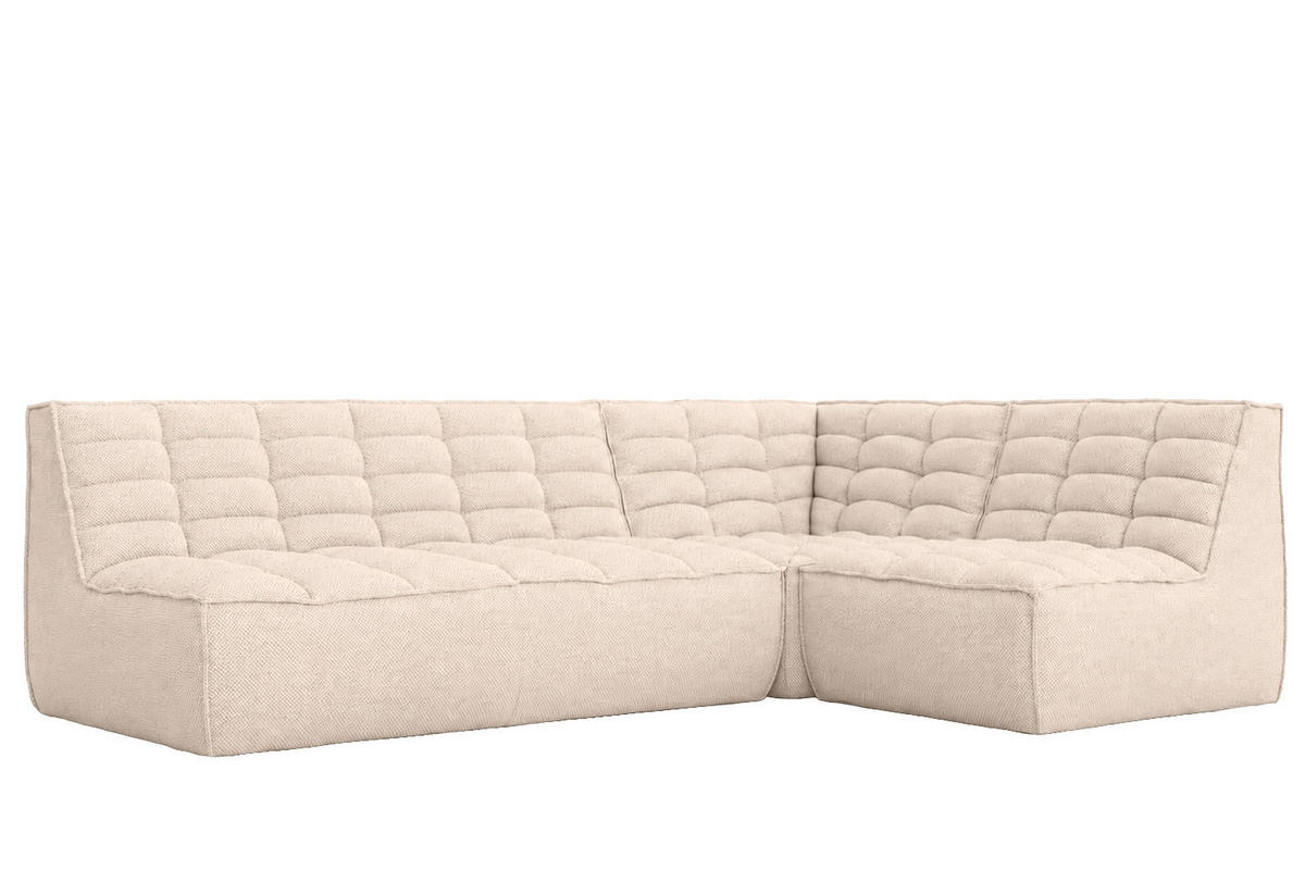ROHOVÁ SEDAČKA modulární ve tvaru L, plyšová tkanina Pop, Krémová, Pravá strana, LAZY L Mini - krémová, dřevo (253/173cm) - Kaiser Möbel