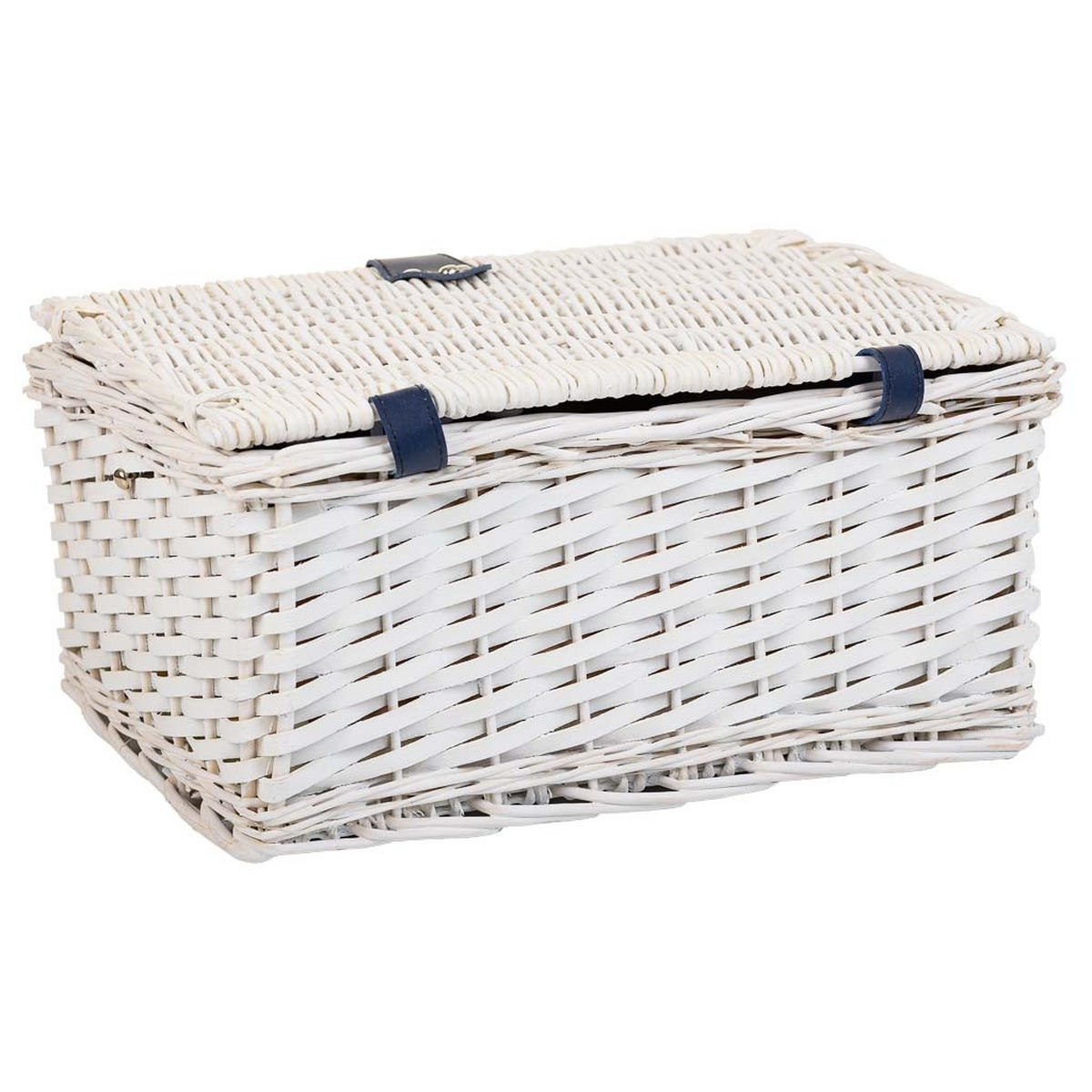PICKNICKKORB, weiß, 40x28x19cm - Blau, Naturmaterialien (40/19/28cm) - Wanderlust