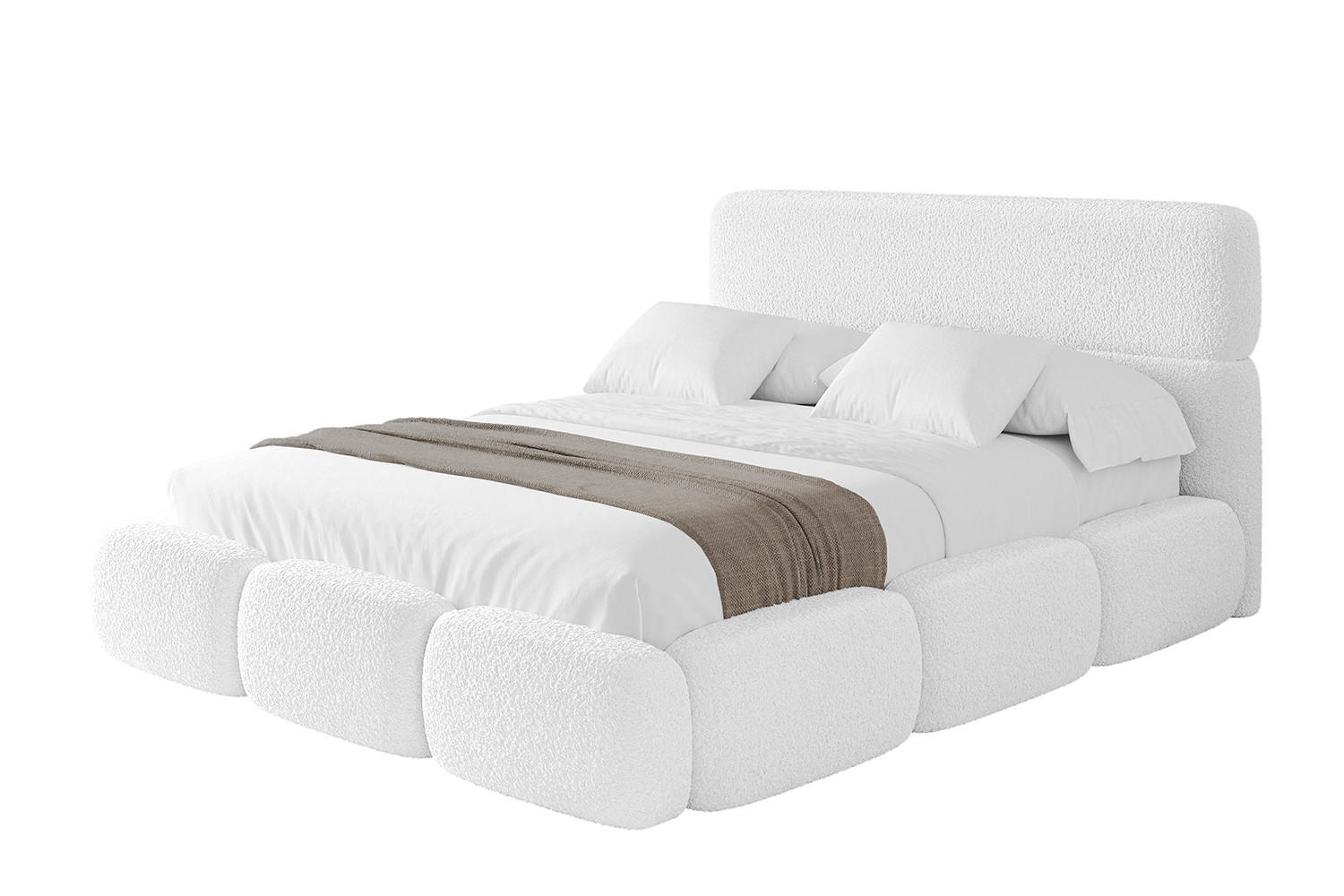 POLSTERBETT mit Bettkasten und Lattenrost, Bett mit Matratze H3/H4 - ELVA 120x200 Weiß - Weiß, Holzwerkstoff/Textil (120/200cm) - ALTDECOR