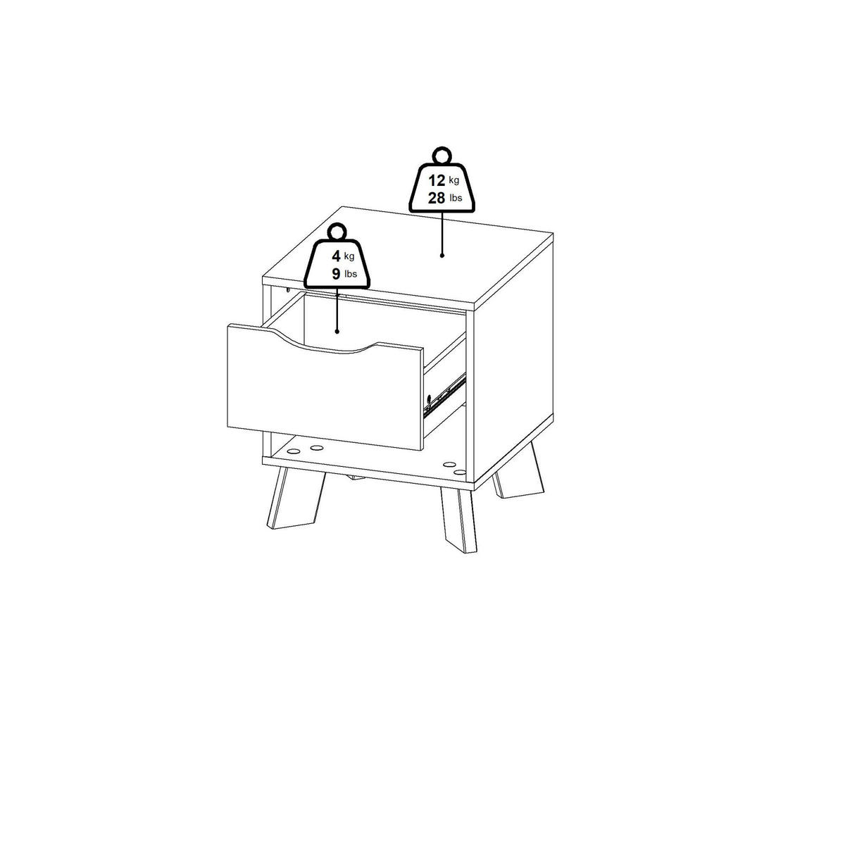 NACHTTISCH Eiche, Weiß 39.8/40.2/47.4 cm - Braun, Holzwerkstoff (40/47/40cm) - DMORA