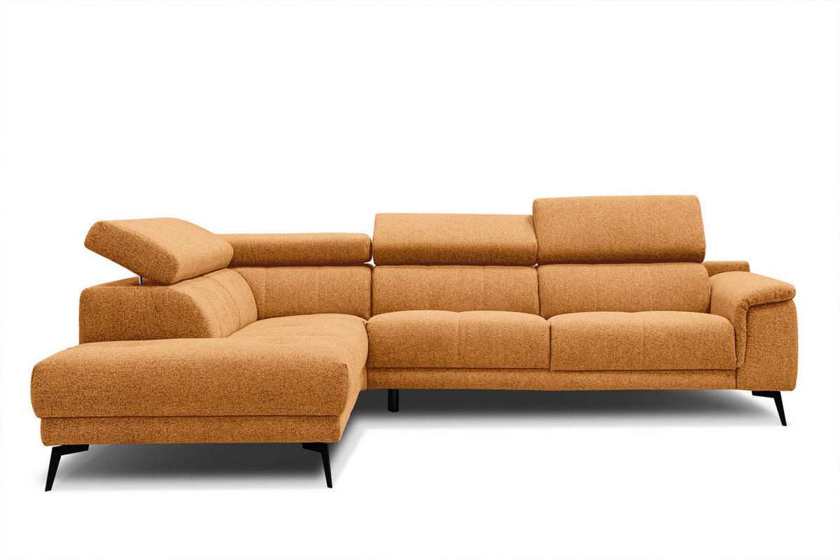 ECKSOFA FIERO 5-Sitzer, orange - Schwarz/Orange, Holzwerkstoff/Textil (158/269cm) - Courtois Laville