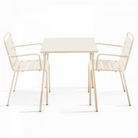 GARTENSET 3-tlg., Elfenbeinfarbe - Beige, Metall - Oviala