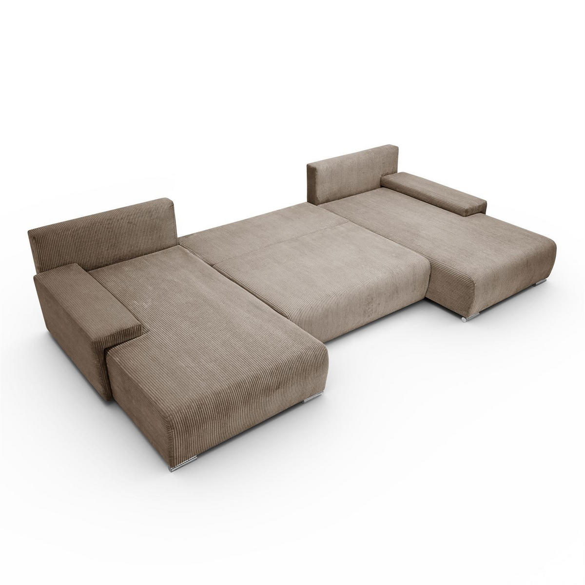 WOHNLANDSCHAFT LAVIO U mit Schlaffunktion und Bettkasten - Braun, Textil (348/93/188cm) - Lookway