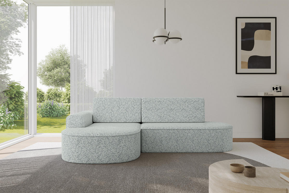 ECKSOFA mit Schlaffunktion und Bettkasten Ottomane Links MARI-L1-S - 283x167x85 cm Grün Tissu - Dunkelgrün/Schwarz, Holzwerkstoff/Kunststoff (283/167cm) - ALTDECOR