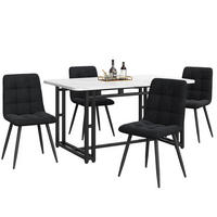 ESSTISCH-SET 5-tlg. 140 cm Schwarz MDF Samt - Schwarz, Metall (80/74/140cm) - Meubliv