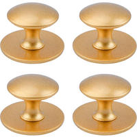 SCHRANKKNOPF Gold Matt 4er-Set Klebegriffe Edelstahl - Goldfarben, Metall (0.35/2.5/0.35cm)