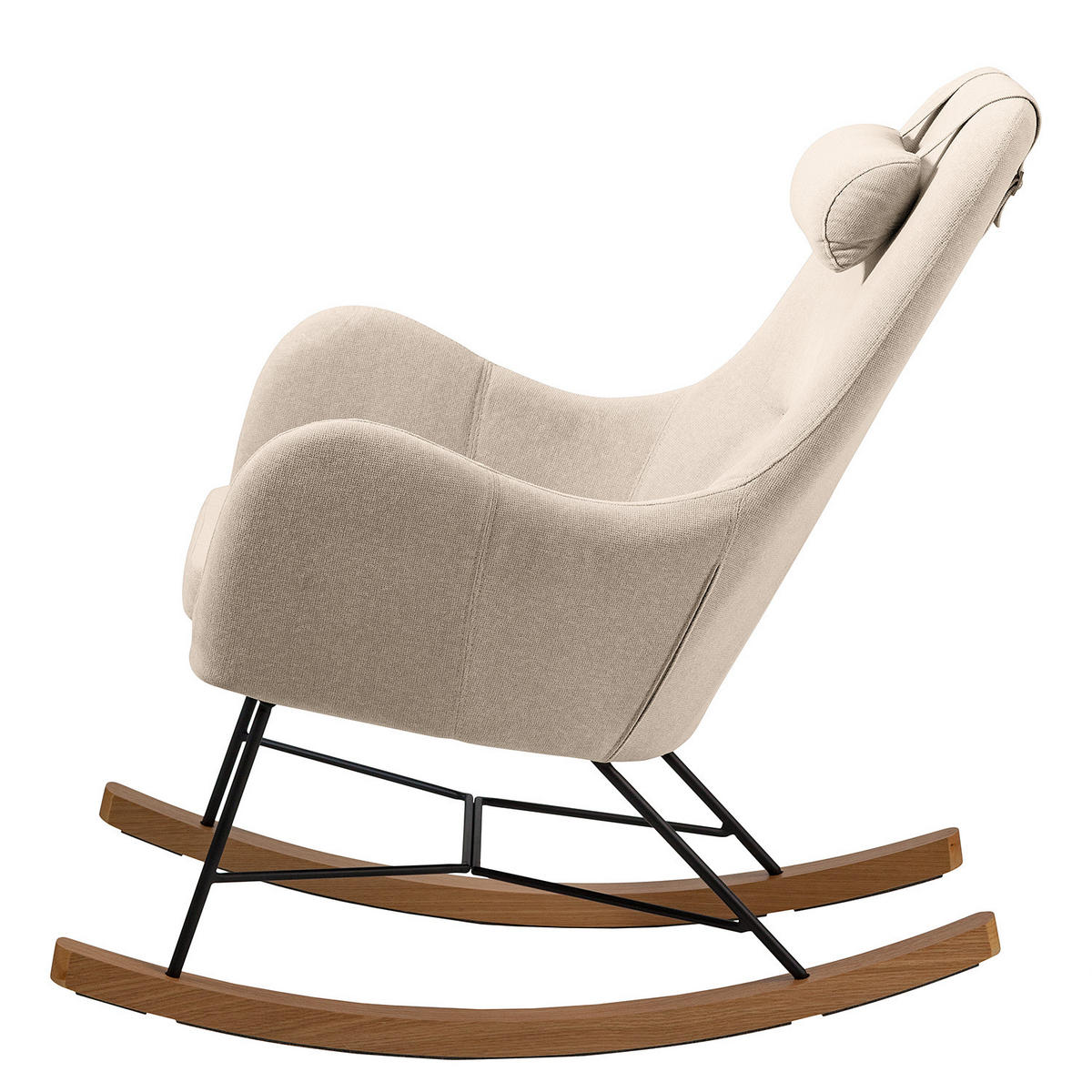 SCHAUKELSESSEL - Webstoff - Schwarz/Cappuccino, Eichenholz/Textil (70/102/83cm) - home24