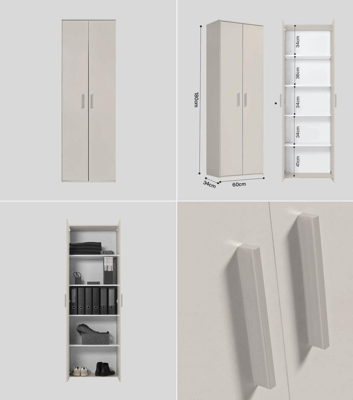 MEHRZWECKSCHRANK SET Der Allzweckwaffe - Kaschmir, Holzwerkstoff (60/180/34cm) - Mokebo