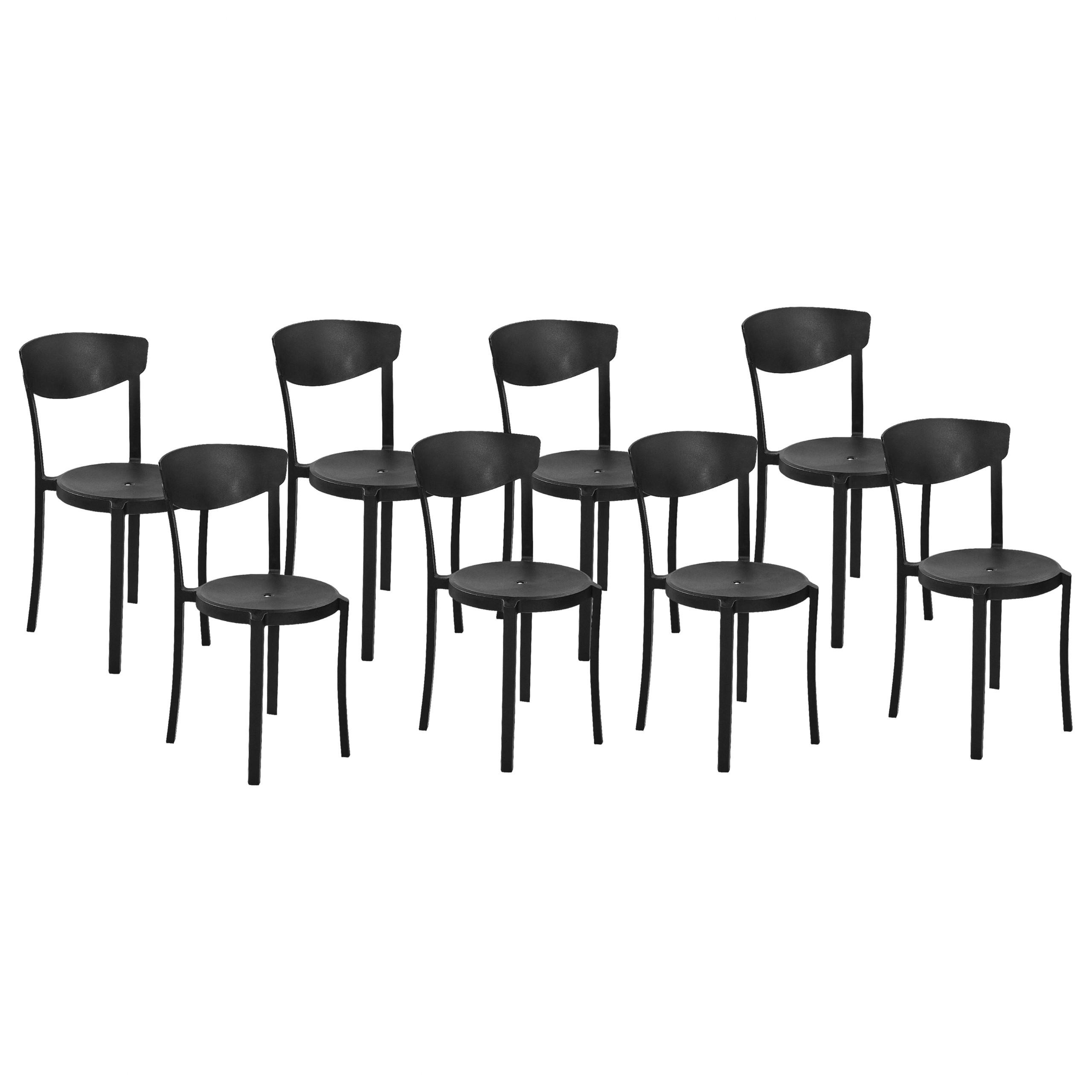 GARTENSTÜHLE 8er-Set Kunststoff schwarz Vieste - Schwarz, Kunststoff (42/80/40cm) - Beliani